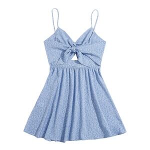 NWT Floerns Floral Twist Front A-Line Mini Dress Blue XXS